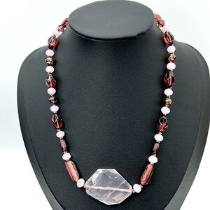 Purple & Pink Glass And Plastic Vintage Chocker Necklace